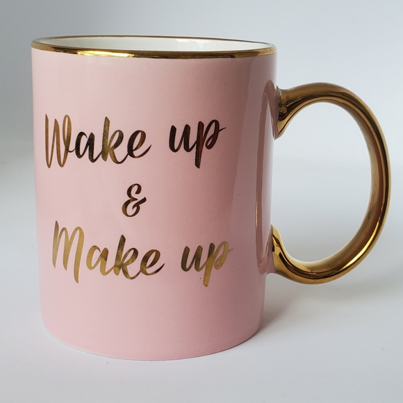 Mary Kay Wake Up & Make Up Mug 350 ml 12 oz Pink and Gold - Picture 1 of 9